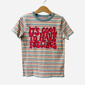 Mini Boden Red and Blue Striped Tee with Graphic Text